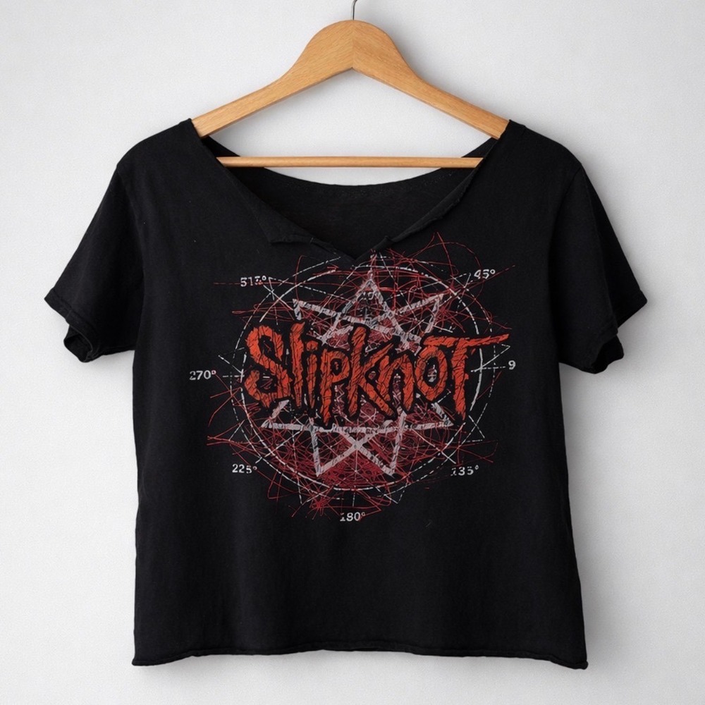 Slipknot sz M/L Womens Cut Off Band Tee Distressed Trashed Grunge Goth Punk Rock